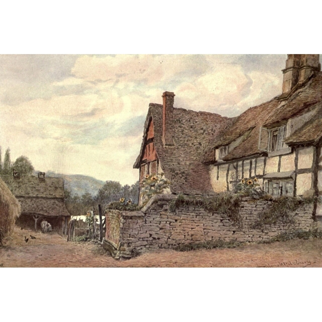 Old English Country Cottages 1906 Pershore Poster Print By Wilmot Pilsbury